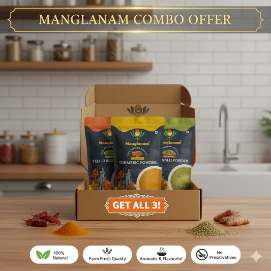 Teja Mirchi + Turmeric Powder + Coriander Powder