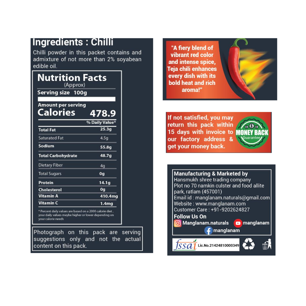 Product label with nutritional information and branding details on a white background